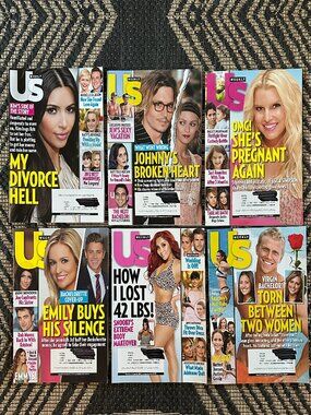 Vintage Lot of 6 US Weekly Magazines 2012&13 Celebrity Gossip Fashion Party Life